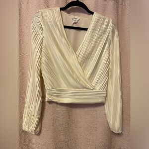Women's pleated faux-wrap shirt - Size M - Cream